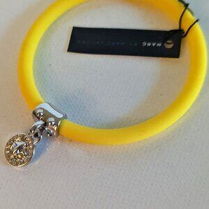 NWT Marc by Marc Jacobs Silver Charm Yellow Silicone Rubber Bracelet Designer